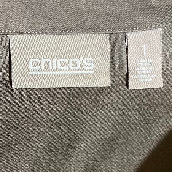 Chico's Army Green Field Jacket Lightweight Cinched Waist Pockets Shacket Med/1 - Picture 7 of 11